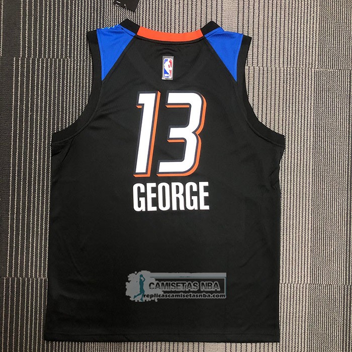 Camiseta Oklahoma City Thunder Paul George NO 13 Ciudad 2020-21 Negro
